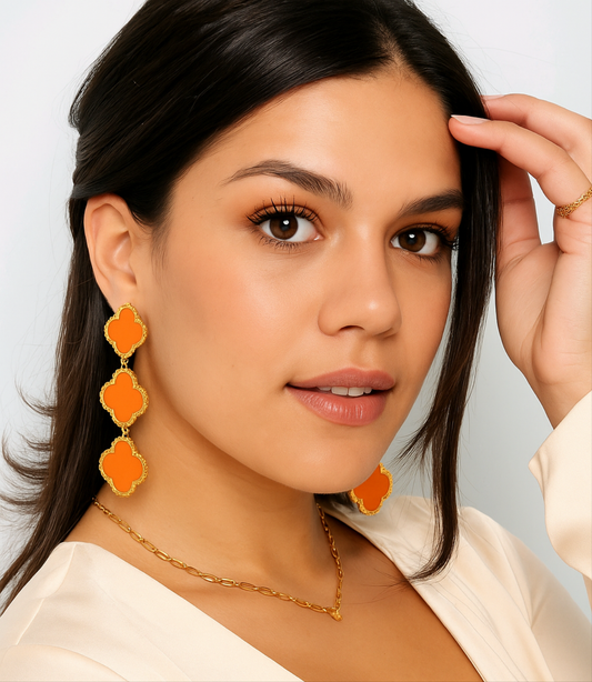 Boho-Chic Ohrringe „Soleil“ – Orange & Gold