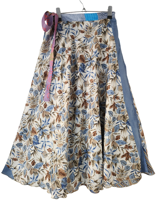 2in1Boho Wickelrock aus Sari-Seide - doppellagig & beidseitig tragbar - Onesize