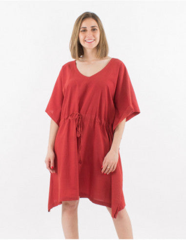 Plain cotton kaftan-style tunic