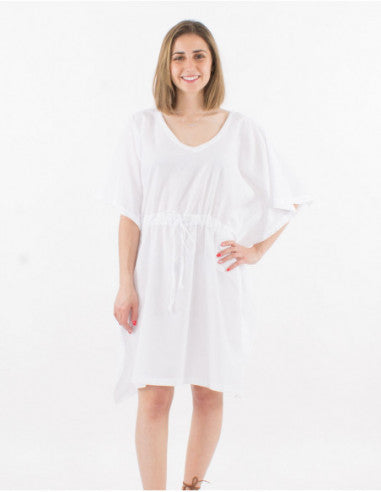 Plain cotton kaftan-style tunic
