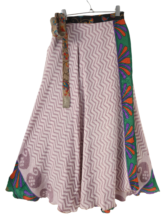 2in1Boho Wickelrock aus Sari-Seide - doppellagig & beidseitig tragbar - Onesize