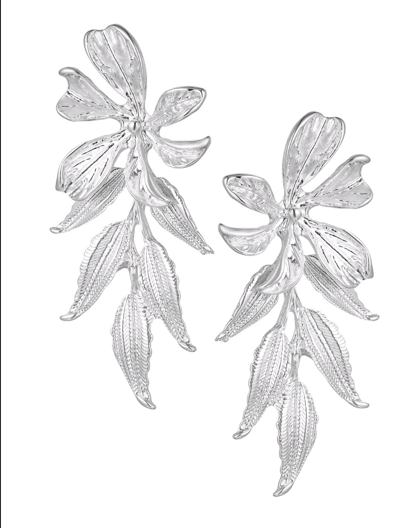 Silber-Statement-Ohrringe "Floral Muse"