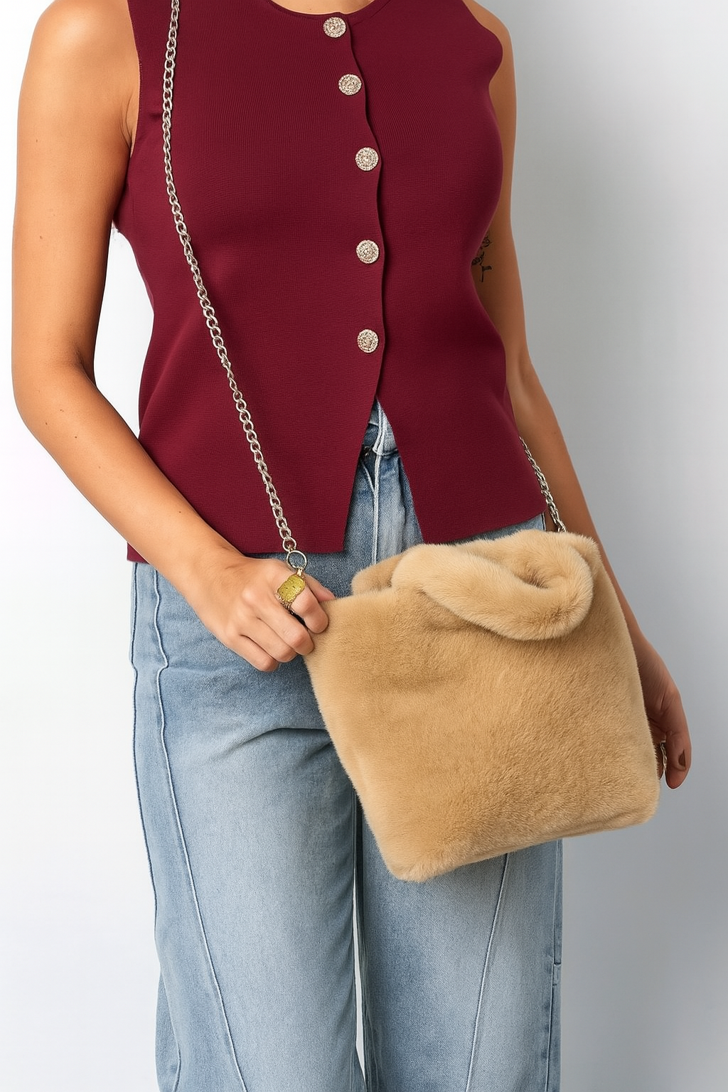 Flauschige Handtasche 'Soft Vanilla' – Creamy Chic