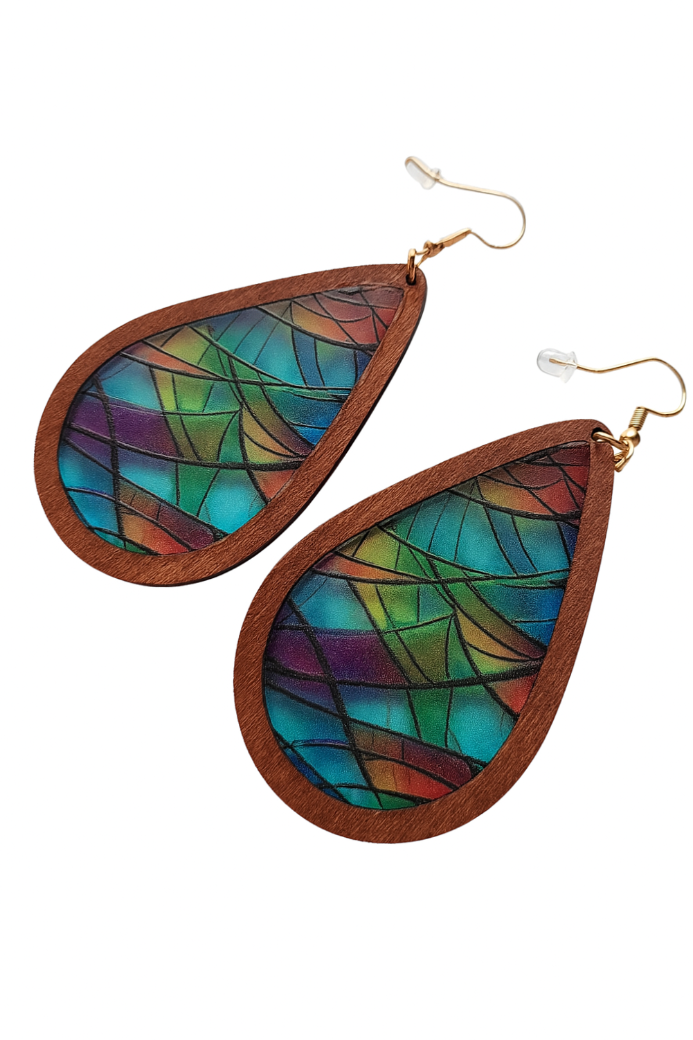 Aurora Drops - Boho Ohrhänger aus Holz und Farbe