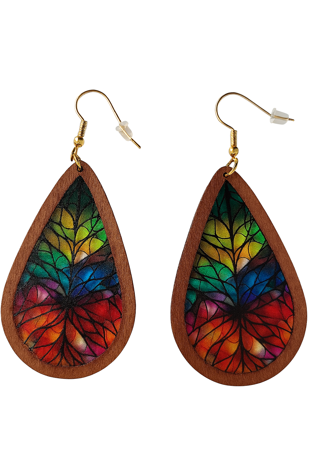 Aurora Drops - Boho Ohrhänger aus Holz und Farbe