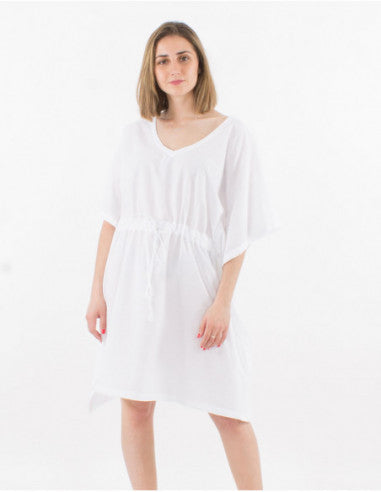 Plain cotton kaftan-style tunic