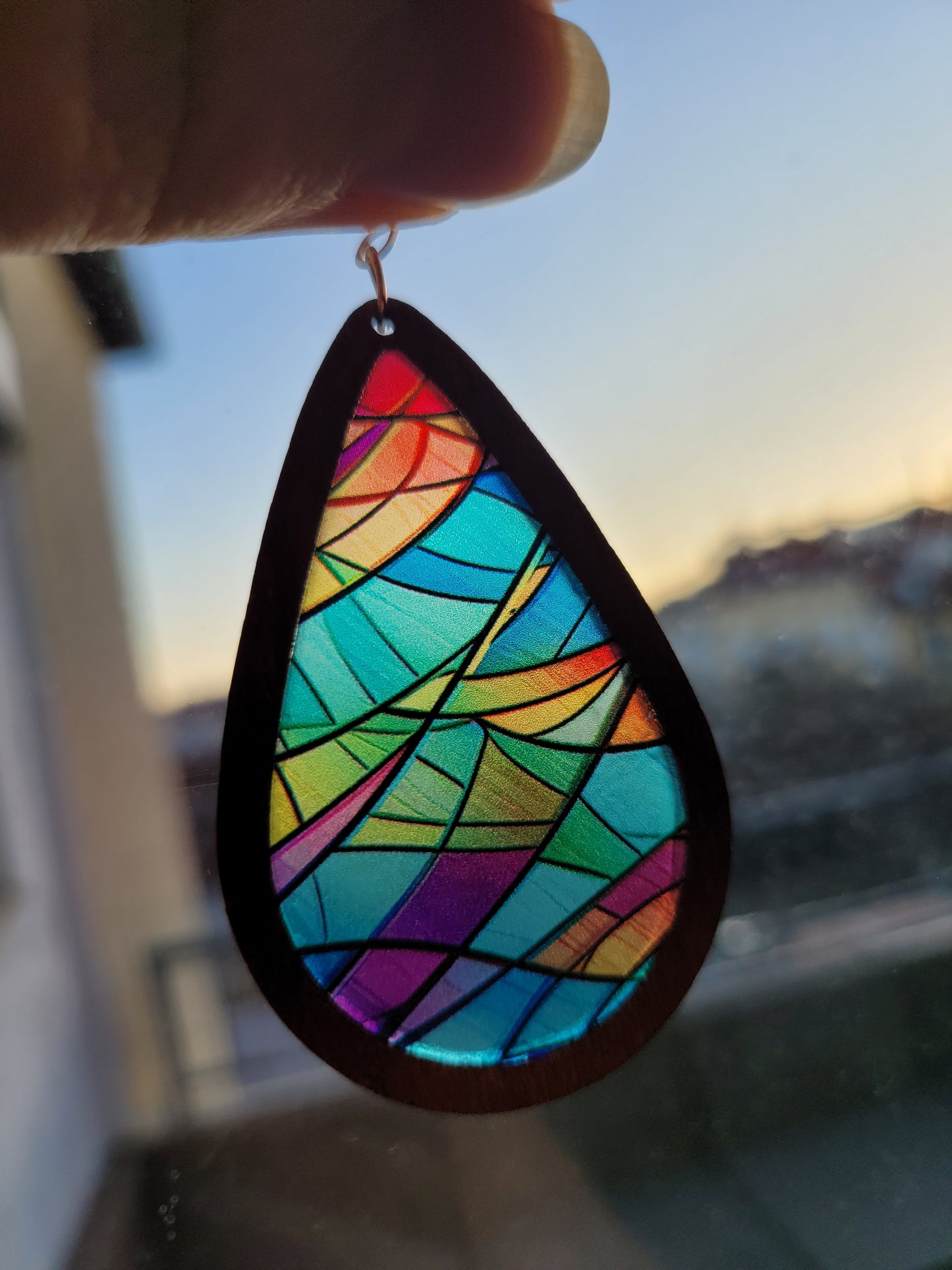 Aurora Drops - Boho Ohrhänger aus Holz und Farbe