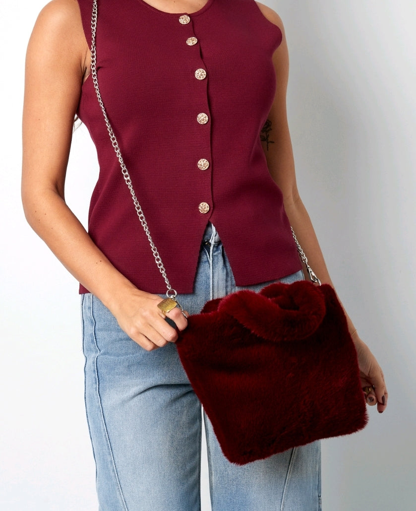 "Flauschige Handtasche 'Berry Bliss' – Burgundy Love"