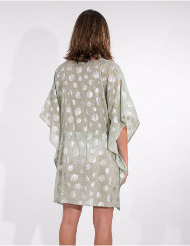 Kaftan cotton voile tunic silver shell pads