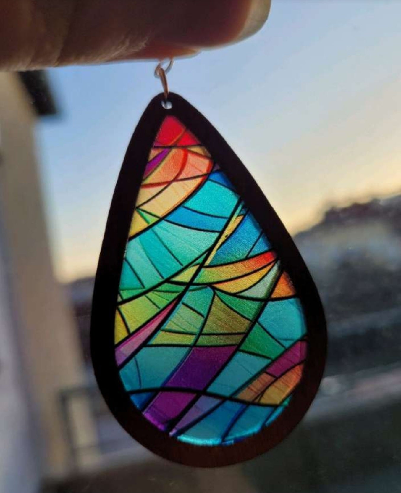 Aurora Drops - Boho Ohrhänger aus Holz und Farbe