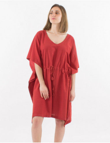 Plain cotton kaftan-style tunic