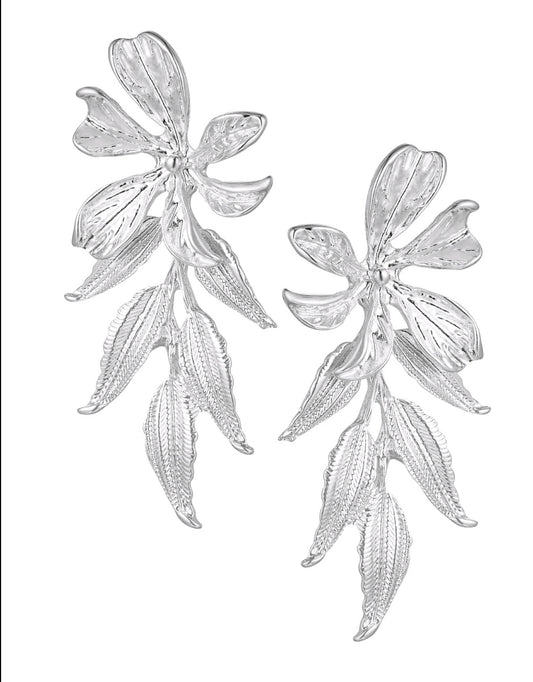 Silber-Statement-Ohrringe "Floral Muse"