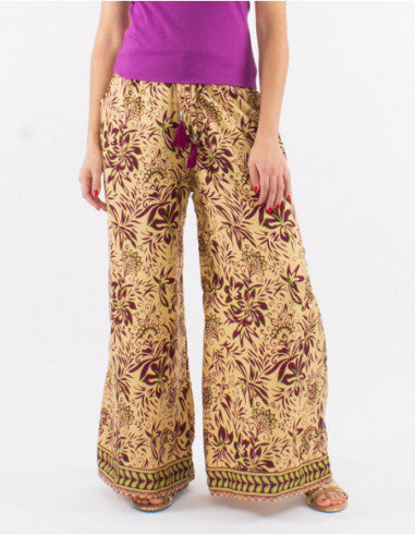 Bohemian floral wide-leg pants