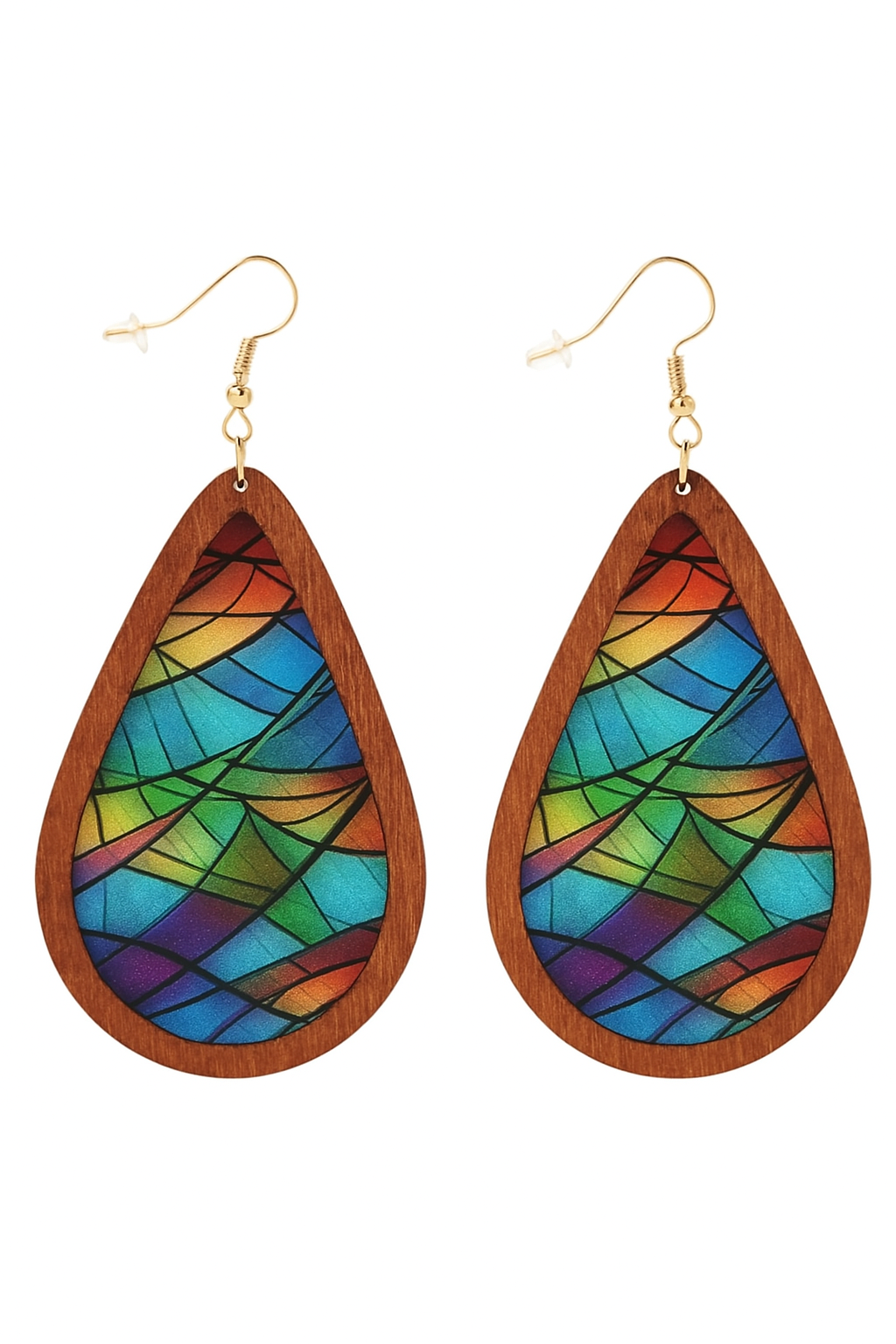 Aurora Drops - Boho Ohrhänger aus Holz und Farbe