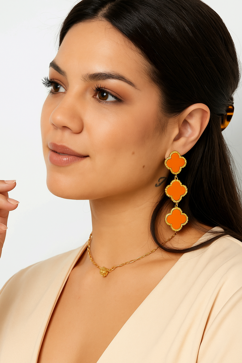 Boho-Chic Ohrringe „Soleil“ – Orange & Gold