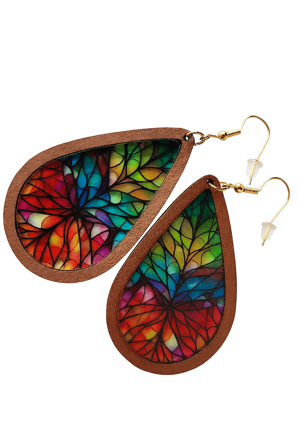 Aurora Drops - Boho Ohrhänger aus Holz und Farbe