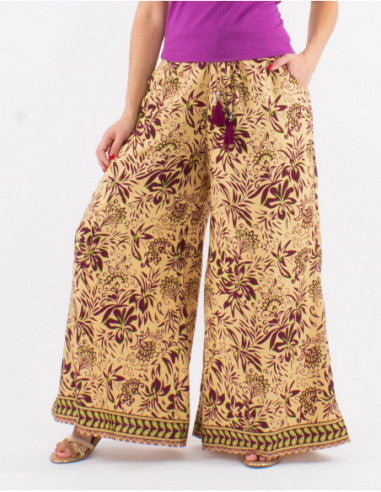 Bohemian floral wide-leg pants