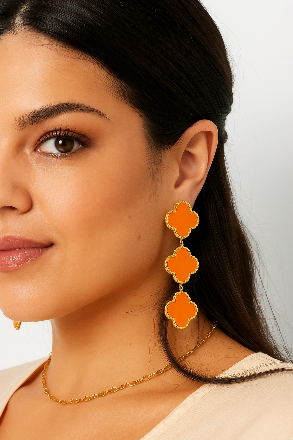 Boho-Chic Ohrringe „Soleil“ – Orange & Gold